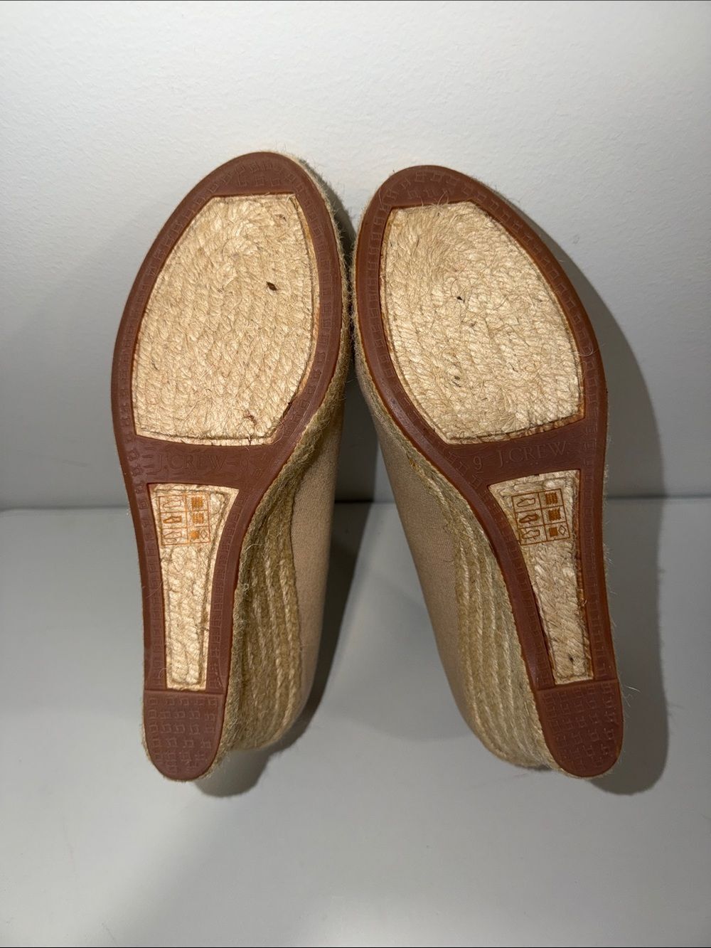 J.Crew 9 Beige Ivory Jute Wedge Espadrilles - Picture 9 of 9